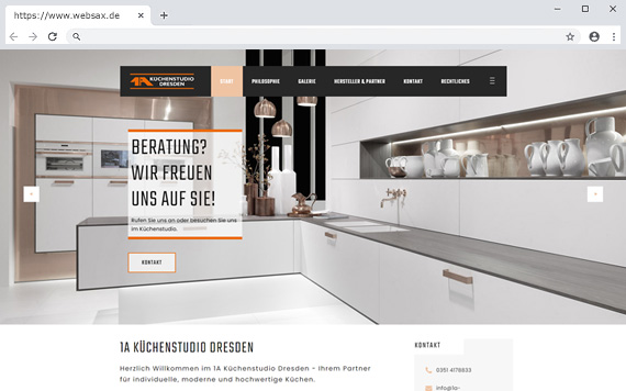 Webseite für das 1A Küchenstudio Dresden