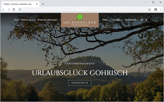 Webseite für die Ferienwohnungen Urlaubsglück in Gohrisch