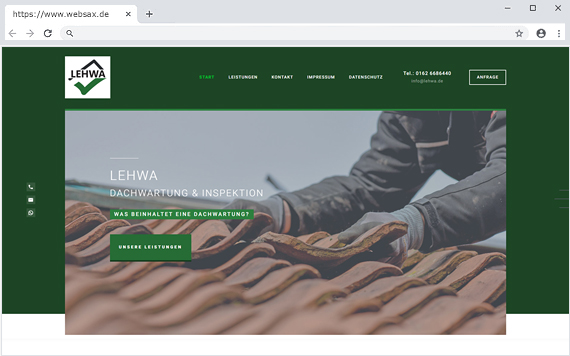 Webseite LEHWA - Dachwartung und Inspektion