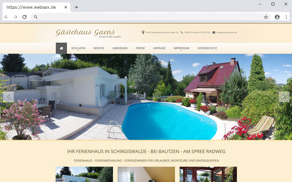 Neuerstellung Webseite für Gästehaus Gaens in Schirgiswalde