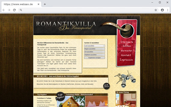 Erstellung Webseite als Eigenprojekt | Romantikvilla - Das Ferienportal