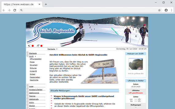 Erstellung & Layout Webseite Skiclub Rugiswalde e.V.